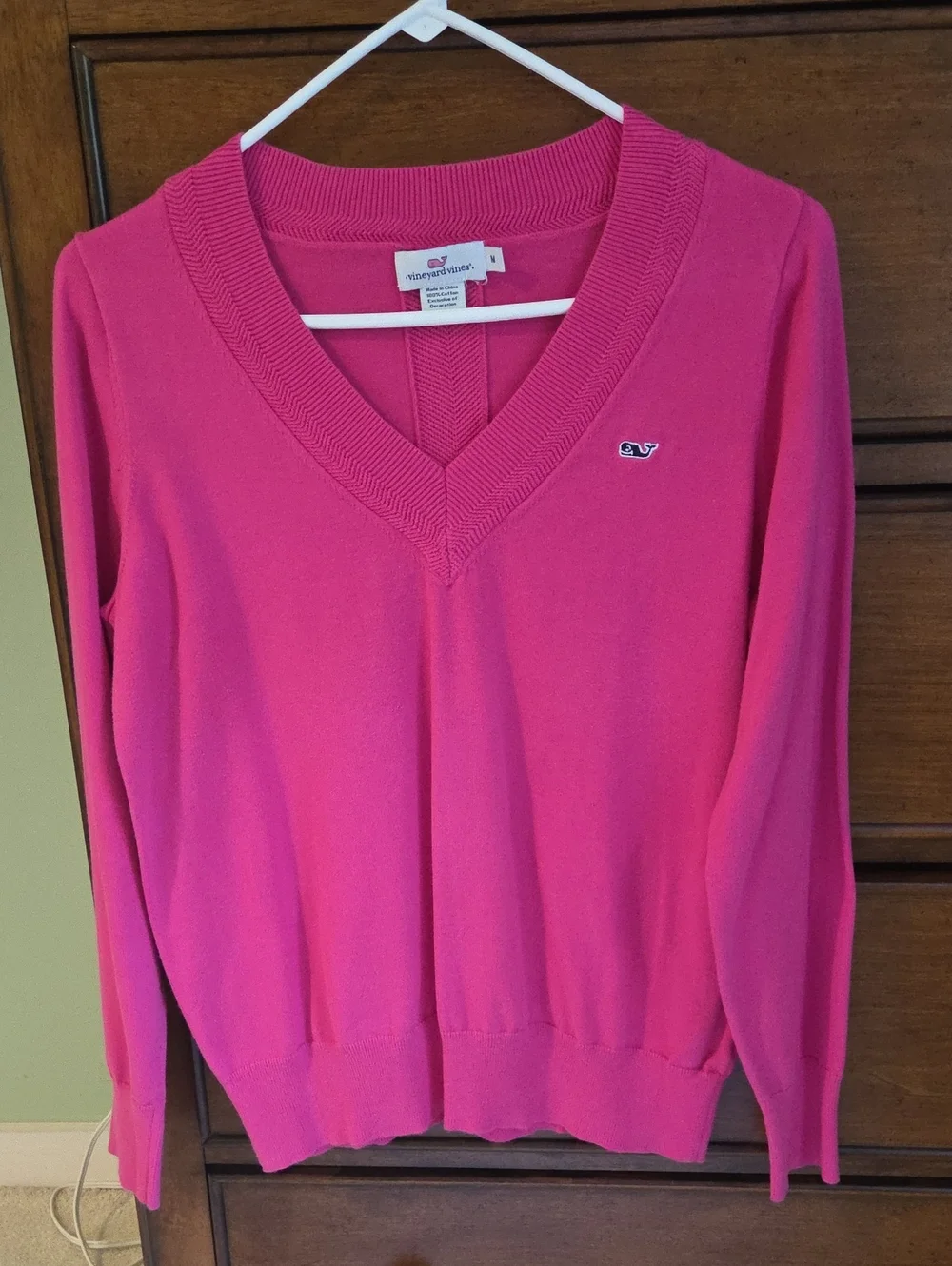 Vineyard Vines Women's Hot Pink V-Neck Sweater